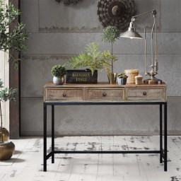 Meble Industrialne | biurko Roma z drewna mango w stylu loft