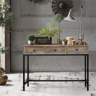 Meble Industrialne | biurko Roma z drewna mango w stylu loft