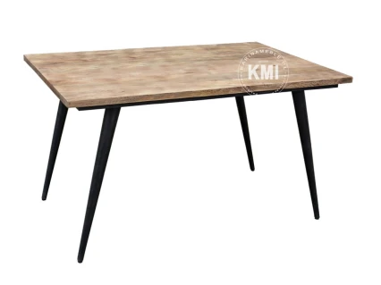 loftowy stół metalowe nogi postarzane drewno mango 140x80