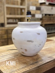lampa stołowa drewniana postarzana bielona