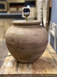 lampa stołowa drewniana postarzana