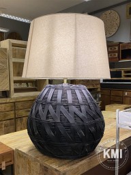 lampa stołowa rattanowa czarna XL