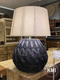 lampa stołowa rattanowa czarna XL