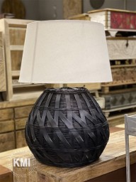 lampa stołowa rattanowa czarna XL
