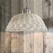 duża lampa na stół rattanowa biała styl boho XL
