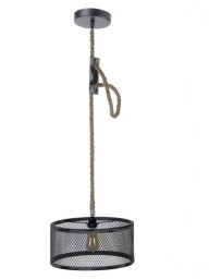 Loftowa lampa Siatka – czarna lampa industrialna z jutowym sznurkiem