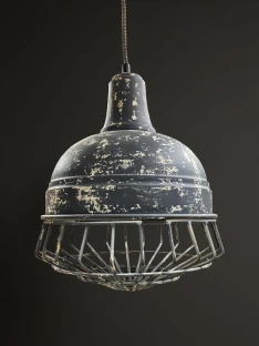 postarzana lampa loftowa z metalową siatką