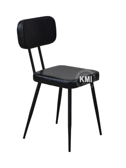 krzesło ANT czarne loftowe skóra i metal - 2 szt