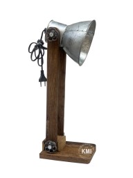 mała loftowa lampa biurkowa ze starego drewna i metalu
