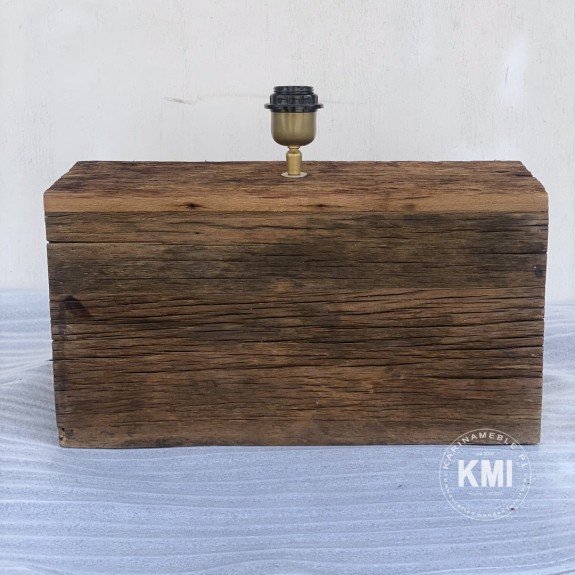 Loftowa lampa stołowa z drewna w stylu industrialnym – Karina Meble