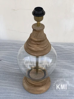 lampa rustykalna drewno i szkło