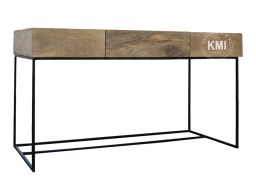 Biurko loftowe z szufladami | Lite drewno i metal | styl industrialny