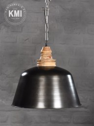 duża metalowa lampa loftowa czarna plus drewno XL