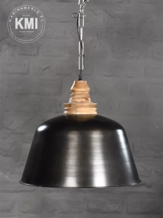 duża metalowa lampa loftowa czarna plus drewno XL