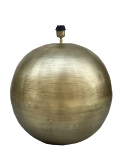 duża lampa metalowa stojąca kula złota postarzana - baza bez abażura