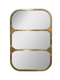 lustro loftowe w metalowej ramie  złote