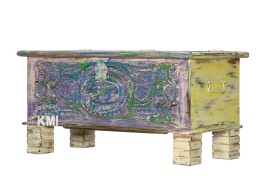 Indyjska skrzynia rzeźbiona 97 cm – kolorowe meble drewniane orientalne