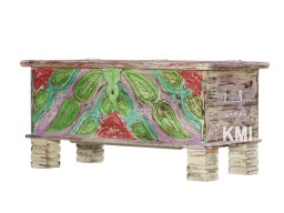 Kolorowa indyjska skrzynia – rzeźbiony kufer boho 97 cm