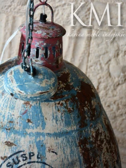 meble z indii | loftowa lampa M-4209 blue vintage style