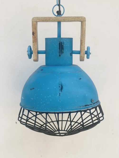 lampa loftowa sufitowa postarzana niebieska