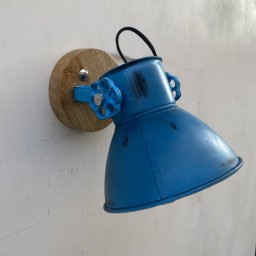lampa industrialna kinkiet loftowy niebieski postarzany metalowy