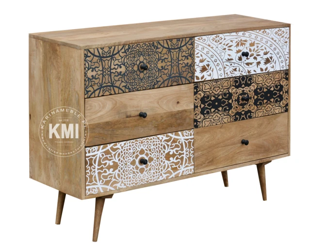 meble loftowe | drewniana komoda z szufladami Qumin boho scandi