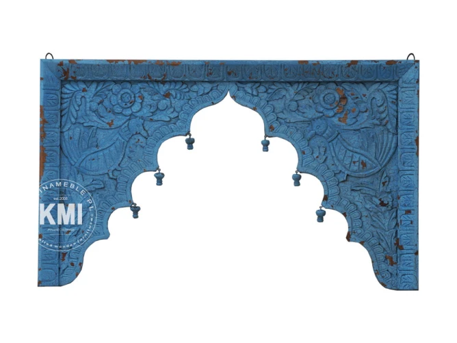 drewniany panel indyjski Arch niebieski