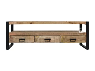 Loftowa Szafka RTV 150 cm z Drewna Mango i Metalu | Meble Industrialne