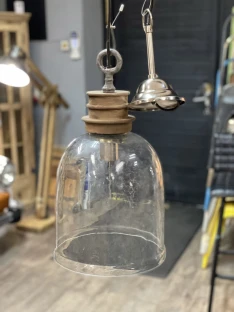 lampa vintage szkło plus drewno