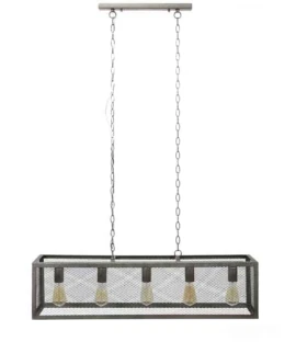 Duża lampa loftowa z metalowej siatki – industrialne oświetlenie