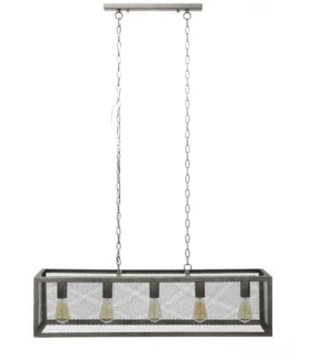Duża lampa loftowa z metalowej siatki – industrialne oświetlenie