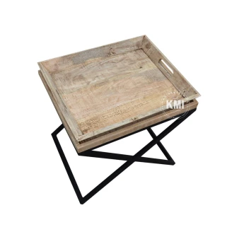stolik pomocnik z tacą drewnianą pod lampę vintage Tray Table