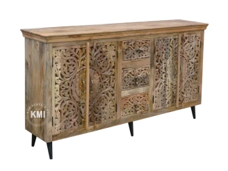 meble orientalne duża komoda indyjska boho drewniana rzeźbiona