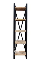 Wąski Regał Biblioteczka Loftowa z drewna 200 cm | Meble Industrialne