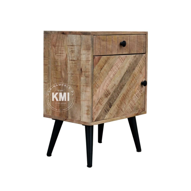 meble vintage  szafka nocna drewniana RIVERSIDE na metalowych nogach