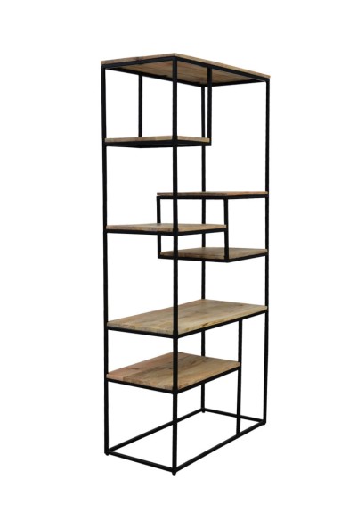 Ażurowa biblioteczka drewniana HARVEY – loftowy styl, otwarta konstrukcja i lite drewno.