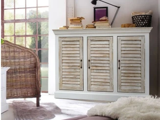 Drewniana Komoda Żaluzjowa 150 cm z Mango | Meble w Stylu Hampton