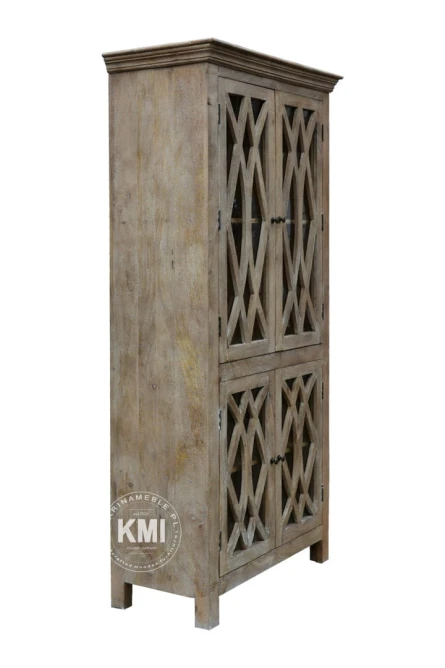 meble do jadalni drewniana witryna Fresca loft vintage postarzana bielona