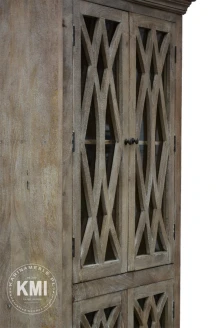 meble stylowe drewniana witryna Fresca loft vintage postarzana bielona