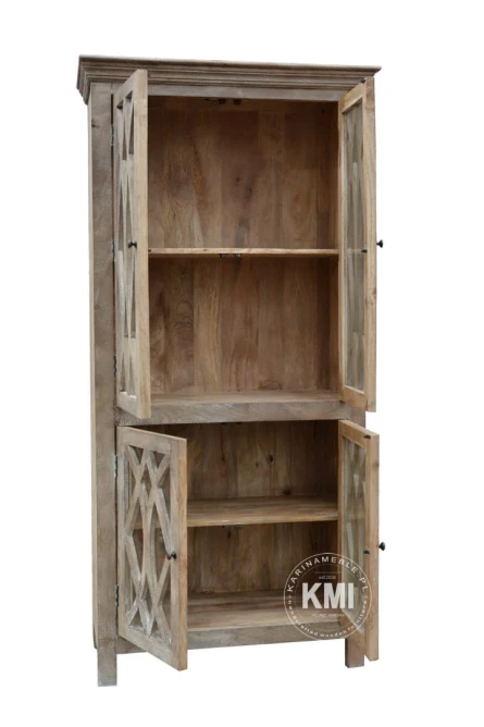 meble unikatowe drewniana witryna Fresca loft vintage postarzana bielona