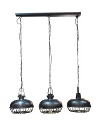 potrójna lampa na stół loftowa z metalową siatką