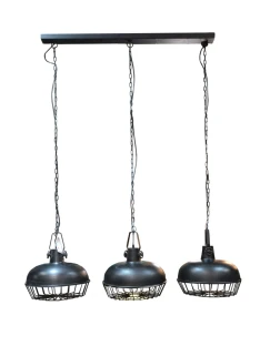 potrójna lampa na stół loftowa z metalową siatką