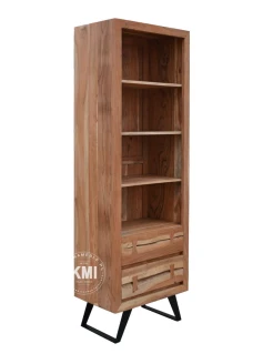 biblioteczka organic z drewna akacji 2 szuflady meble loftowe