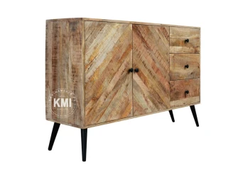 meble vintage loftowa komoda drewniana RIVERSIDE na metalowych nogach