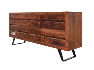 meble loftowe komoda organic 6 szuflad brazowa widok pod katem