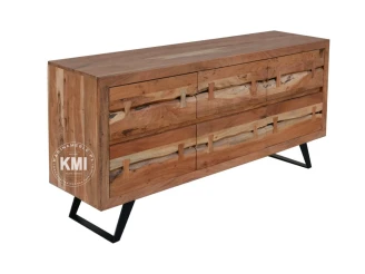 meble industrialne drewniana komoda Organic z 6 szufladami w naturalnym odcieniu