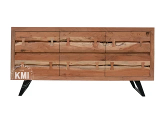 stylowy mebel industrialny komoda Organic z litego drewna w kolorze naturalnym wyposażona w 6 pojemnych szuflad