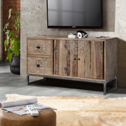 Niska Komoda RTV Vintage Loft 120 cm | Mango i Palisander Indyjski