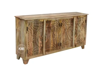 meble boho duża komoda indyjska rzeźbiona drewno mango 180 cm