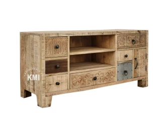 meble industrialne drewniana szafka rtv CHAKRA naturalny odcień 120 cm
